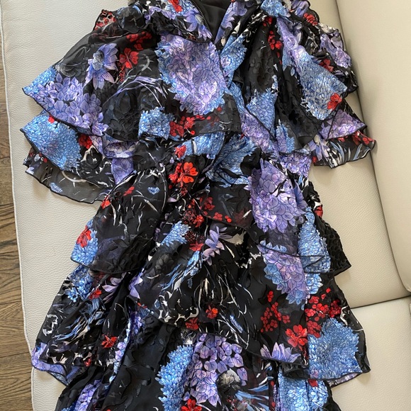 Nichola Cold Shoulder Ruffled Party Dress In Multi - Picture 10 of 10